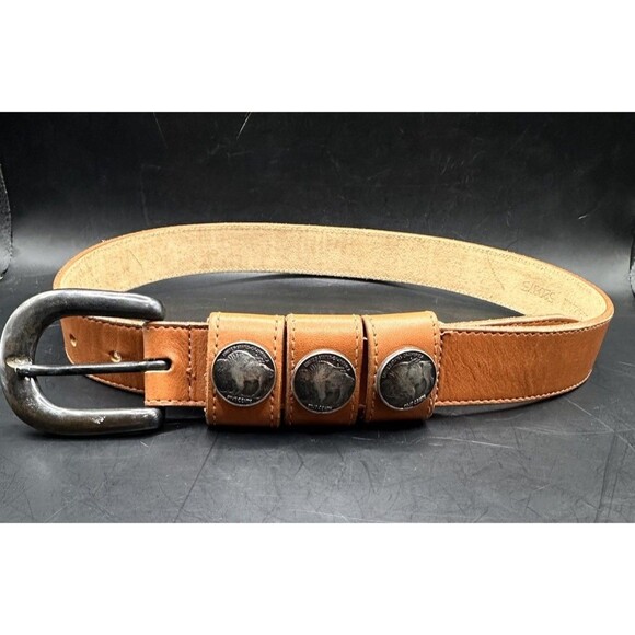 Cipriani Belt Womens Medium Brown Buffalo Nickels Brown Leather Country Unique